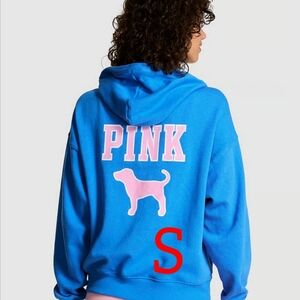 PINK Victoria's Secret Blue Charge  Hoodie with Pink Logo Size Small